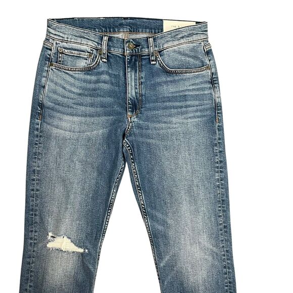 Rag & Bone Malibu With Holes  Fit 2 Slim Mens Jeans Sz 31x32 Blue Distressed - Picture 3 of 15